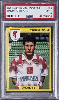 1991-92 Panini Foot #43 Zinedine Zidane Rookie Card - PSA MINT 9 - Pop 5